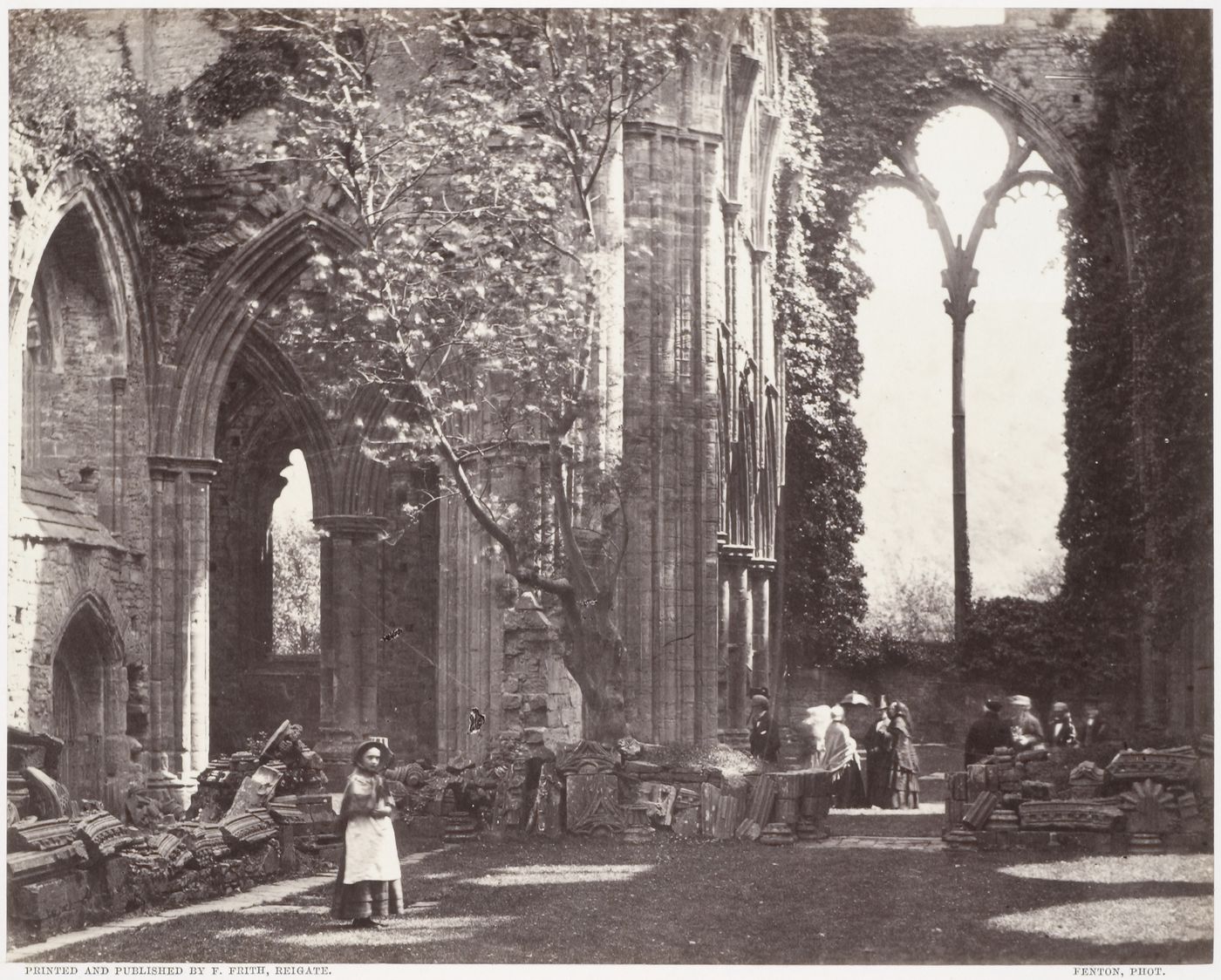 Interior of ruined nave, Tintern Abbey looking toward East window, Gwent, Wales