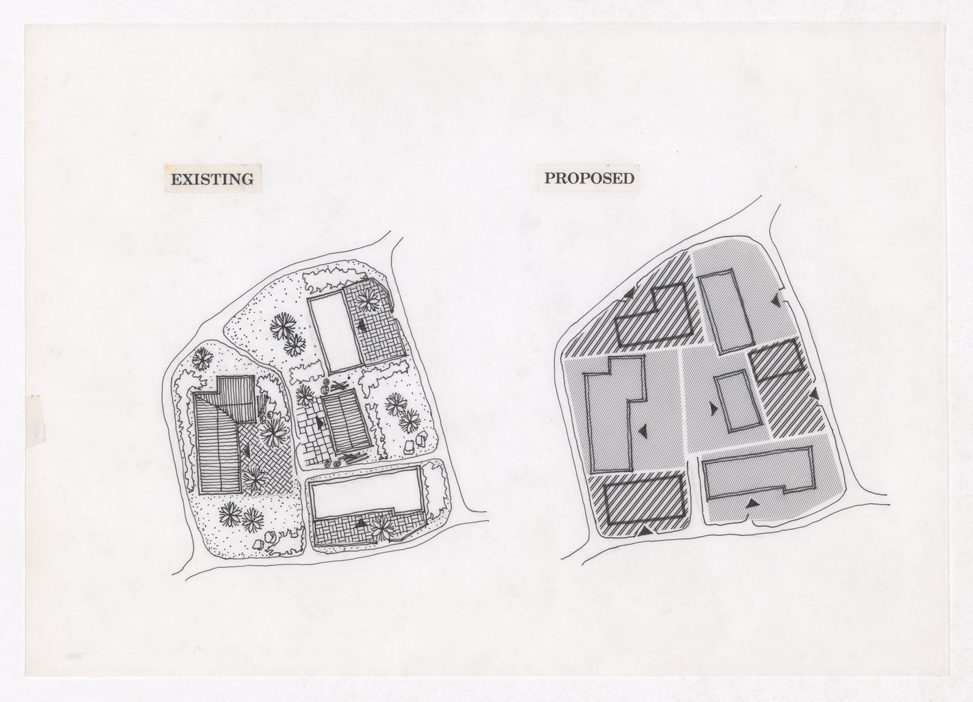 Plan showing road adjustments and proposed courtyard for the Sichuan housing project for "Housing a Billion: Village Upgrading: Jianlu, China" publication