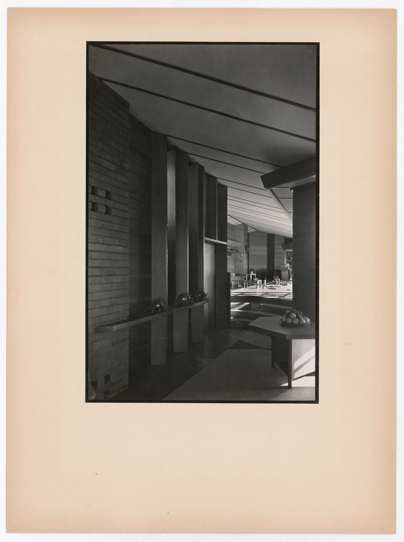 Interior view of the Hanna House showing the dining room and the dining table, Palo Alto, California, United States