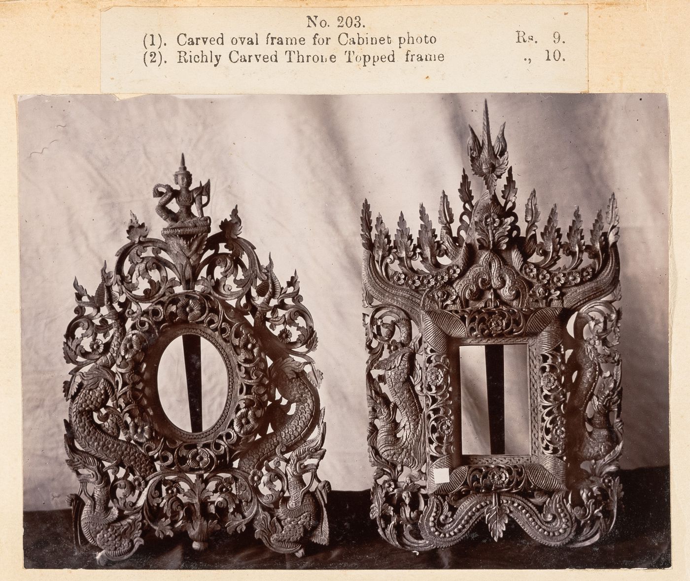 View of frames, F. Beato Limited, C Road, Mandalay, Burma (now Myanmar)