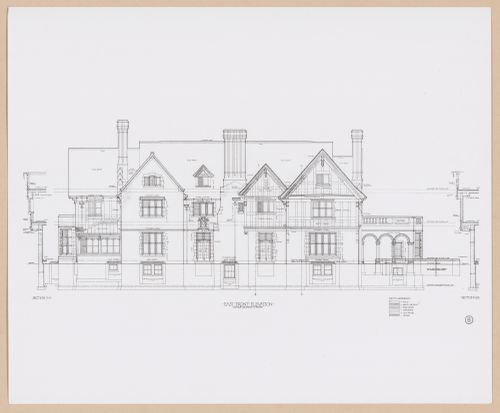 Photograph of the east front elevation for the E. Chandler Walker house (now the Art Gallery of Windsor), Walkerville, Windsor, Ontario