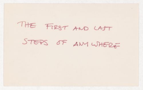 The first and last steps of anywhere