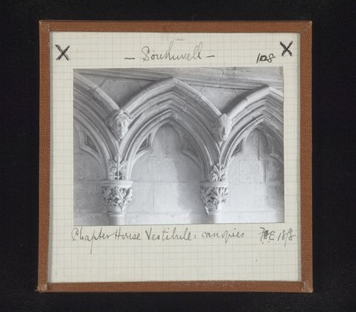 Partial view of blind arcade in vestibule of Chapter House, Southwell Minster, Southwell, Nottinghamshire, England