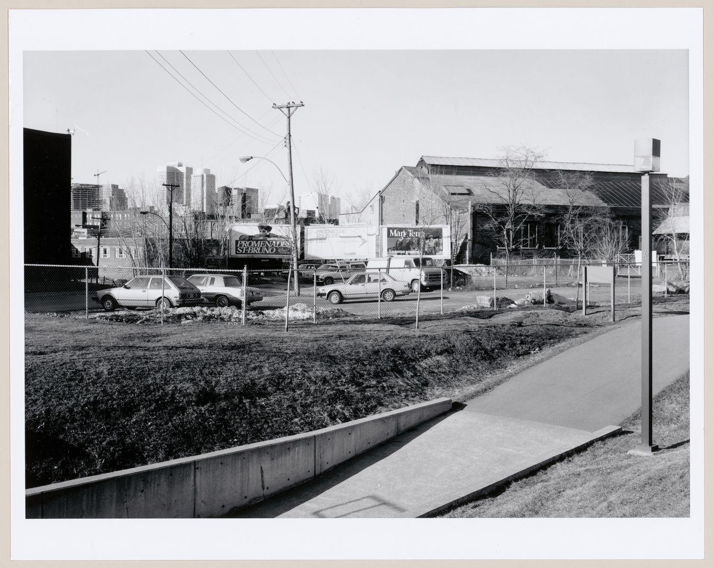 View of the bicycle path underpass at Des Seigneurs Street with the Caledonian Ironworks Building in the background, Montréal, Québec