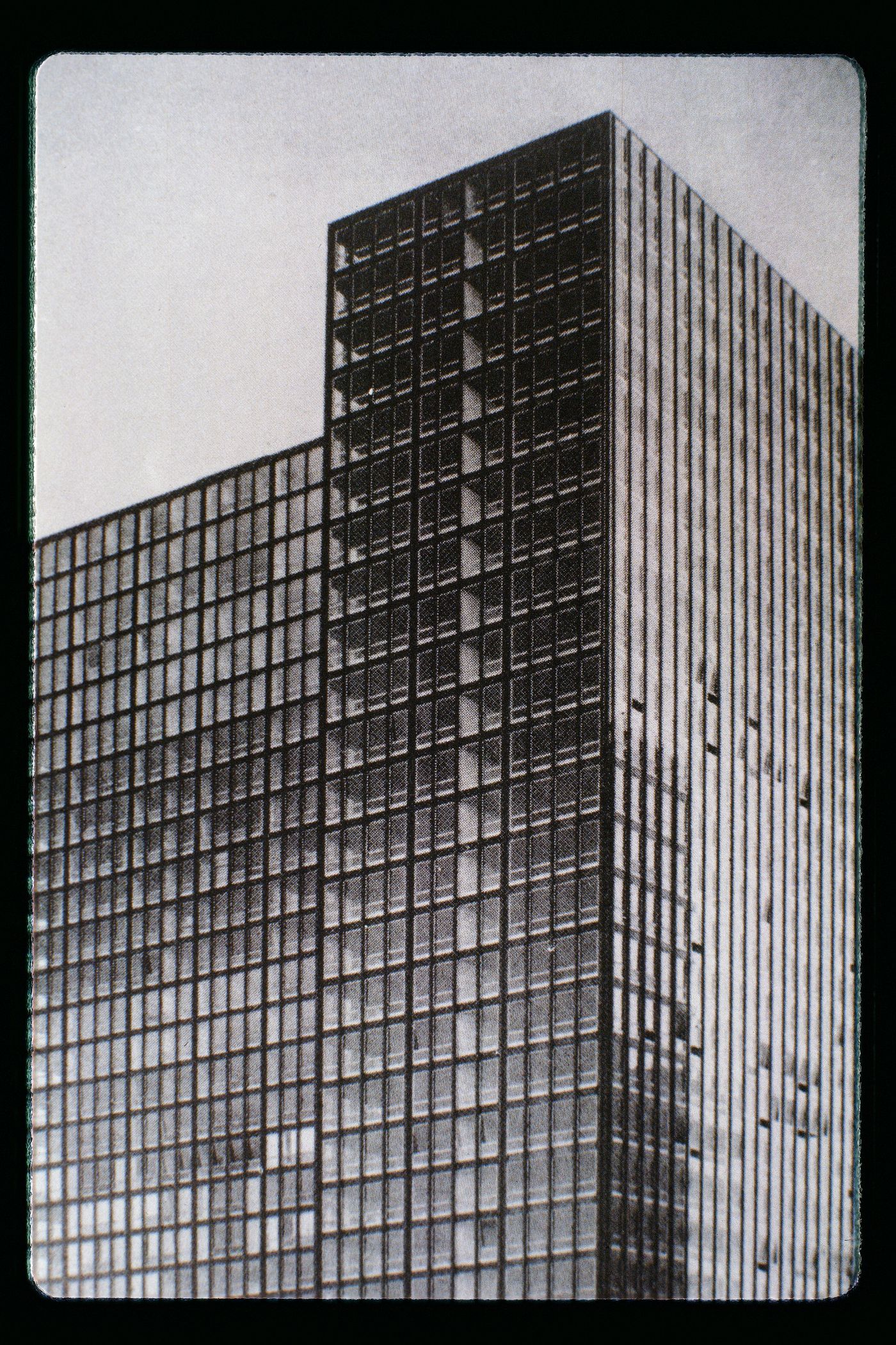 Slide of a photograph of Lake Shore Drive Apartments, Chicago, by Mies van der Rohe