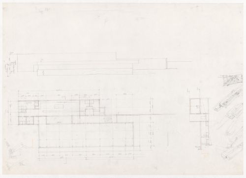Plan, and sketch elevation and axonometric views for Restaurante de Santo Domingo de Bonaval, Santiago de Compostela, Spain
