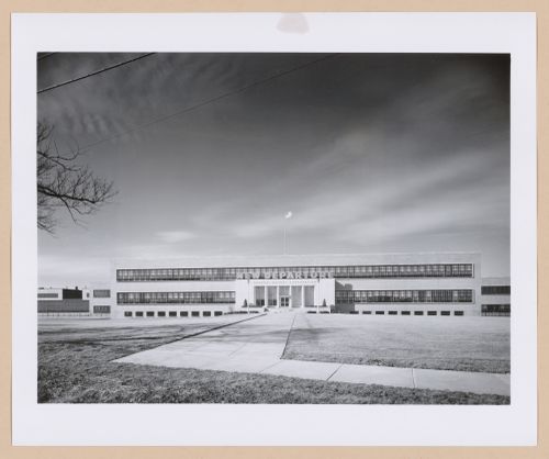 View of the east façade of the Office Building, General Motors Corporation New Departure division Automobile [?] Assembly Plant, Sandusky, Ohio