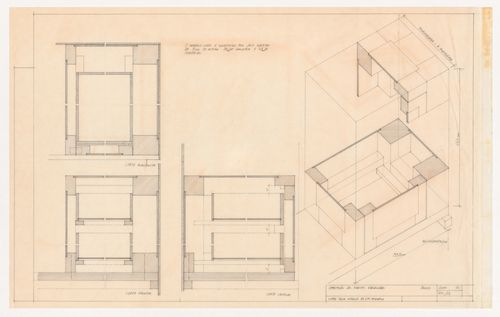 Sections and axonometric for safe for Casa Manuel Magalhães, Porto
