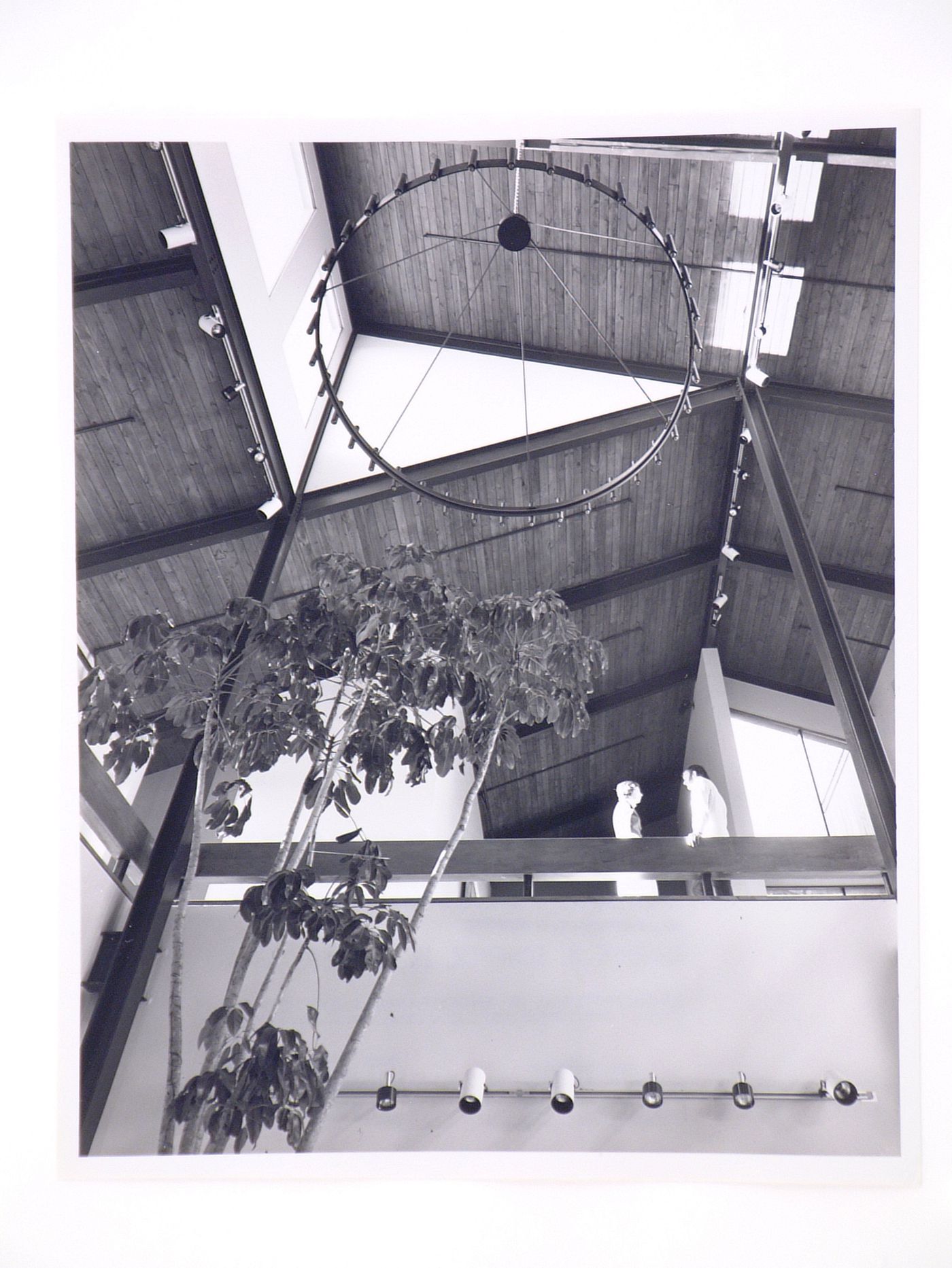 Interior view of the first floor balustrade and ceiling from below, Unicoi Station, Helen, Georgia, United States