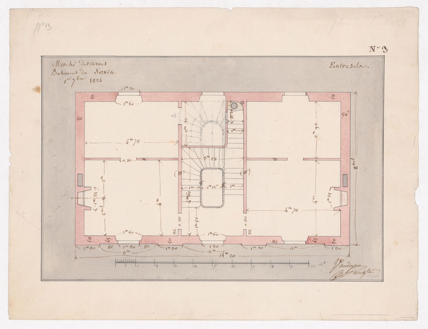 Plan for basement for service building, Marché des Carmes, Paris