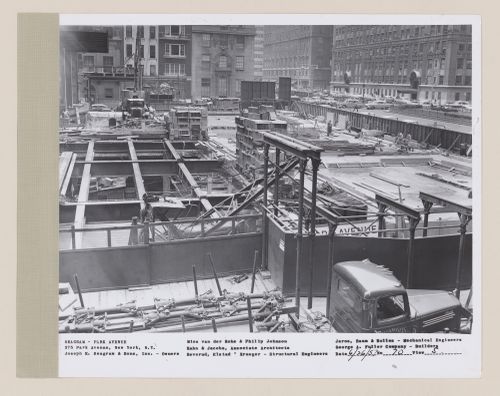 Seagram building under construction, 375 Park avenue, New York, N.Y., south view