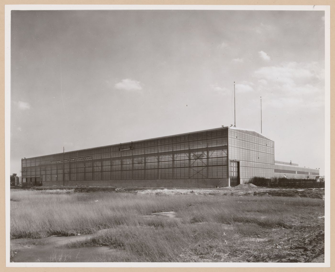 View of the principal and lateral façades of the Manufacturing Building, Firestone Rubber and Metal Products Company Assembly Plant, Riverview, Michigan