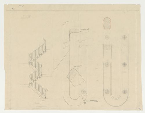 Elevation and sectional details for stairs and a balustrade, possibly for Hellerhof Housing Estate, Frankfurt am Main, Germany