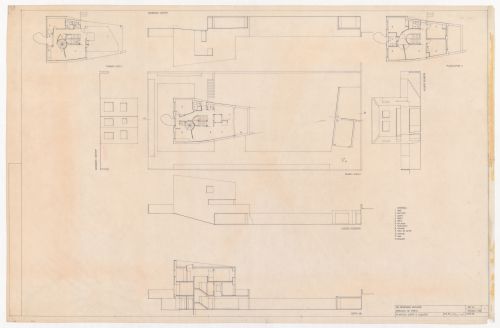Floor plans, elevations and section for Casa Fernando Machado, Porto, Portugal
