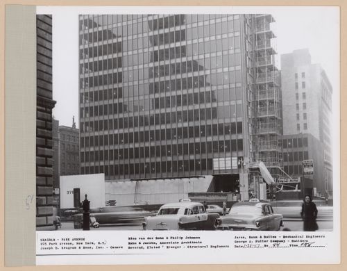 Seagram building under construction, 375 Park avenue, New York, N.Y., east view