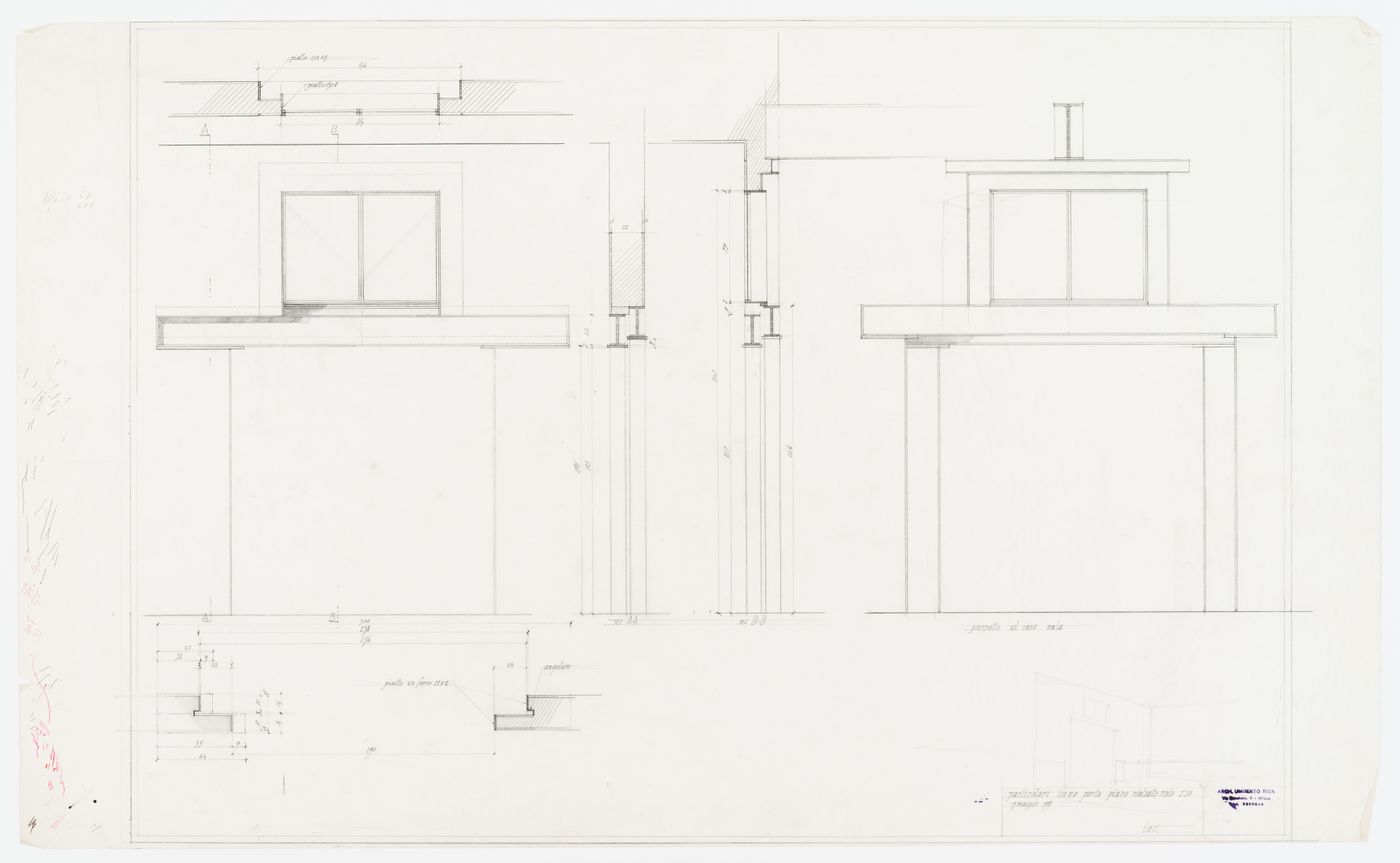 Detail of doorframe on ground floor after and before the stairs for Casa Frea, Milan, Italy