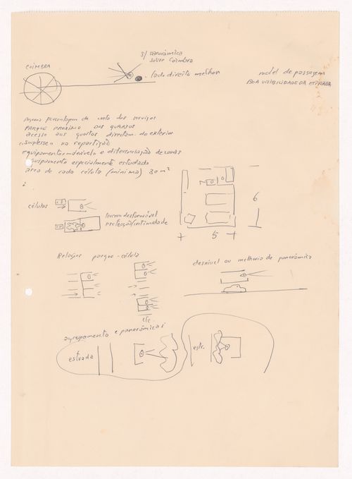 Sketch details with notes for Motel em Vale de Canas, Coimbra, Portugal