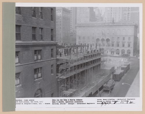 Seagram building under construction, 375 Park avenue, New York, N.Y., south-west view