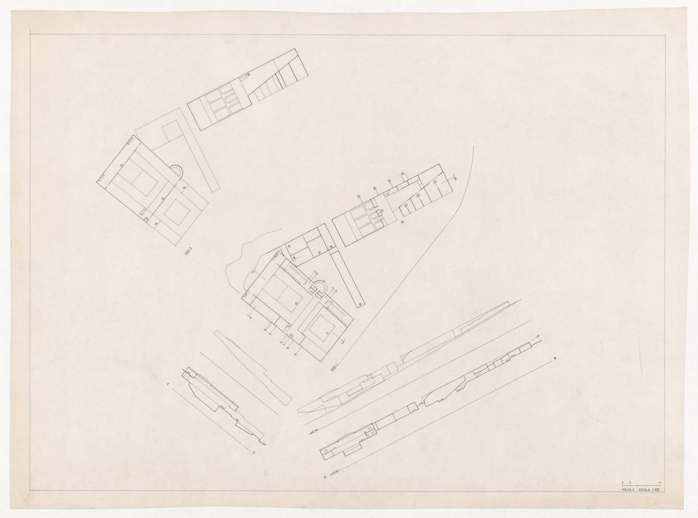 Floor plans and sections for Monte Picoto, Braga, Portugal