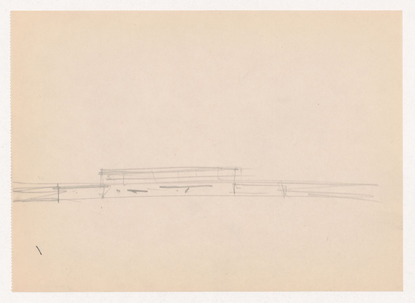 Sketch elevation for Museum for a Small City showing a roof truss