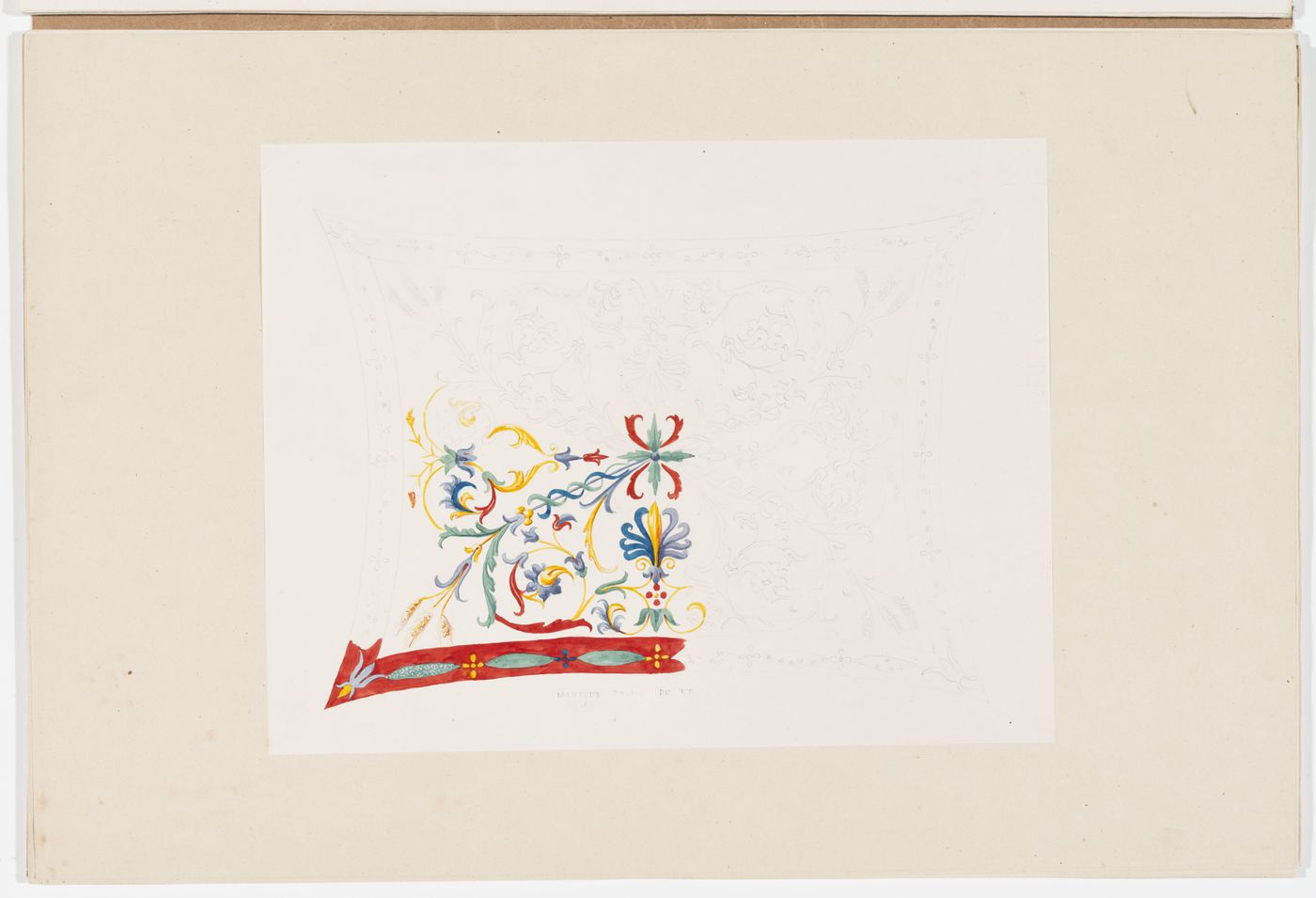 Ornament drawing of a panel decorated with arabesques from the Palazzo del Te, Mantua