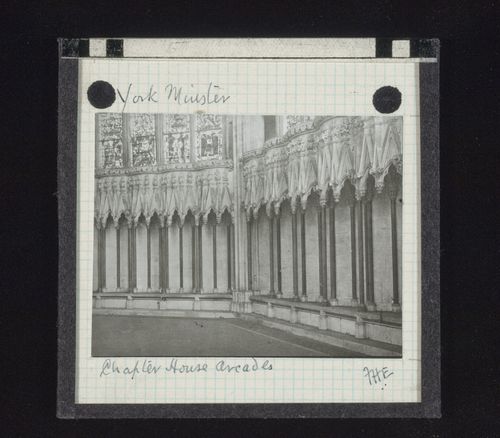 View of choir stalls and canopies of Chapter House, York Minster, York, North Yorkshire, England