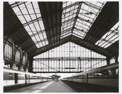Interior view of the main platform of the Gare d'Austerlitz showing the iron structure and glazing, Paris, France