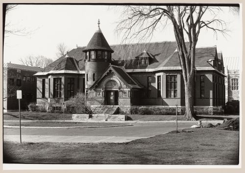 View of the principal façade of Westmount Library, 4574 Sherbrooke Street, Québec