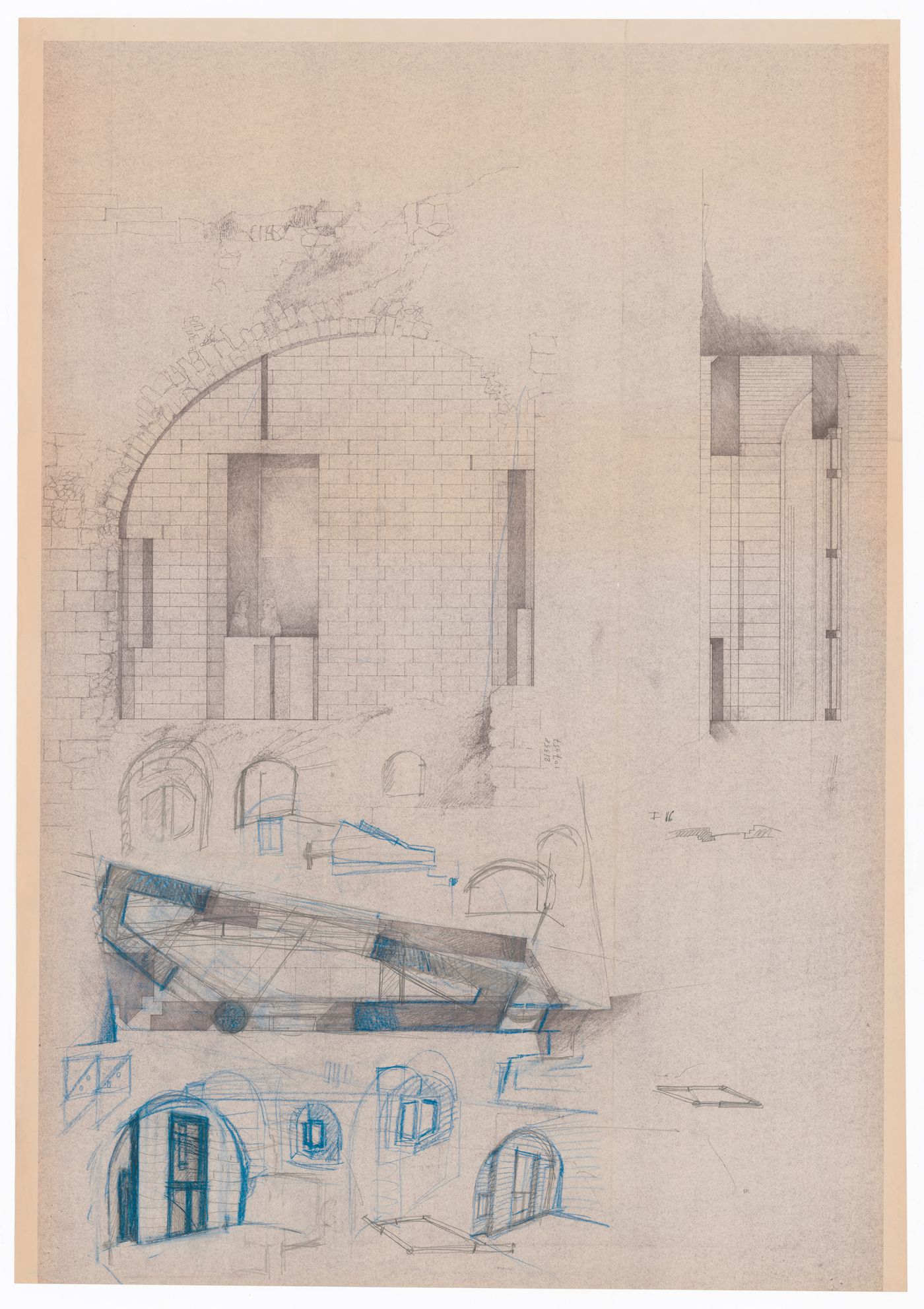 Sketches and elevations for Casa per Vittorio Matino, Otranto, Italy