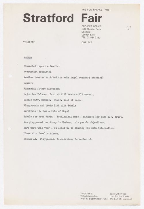 Stratford Fair agenda