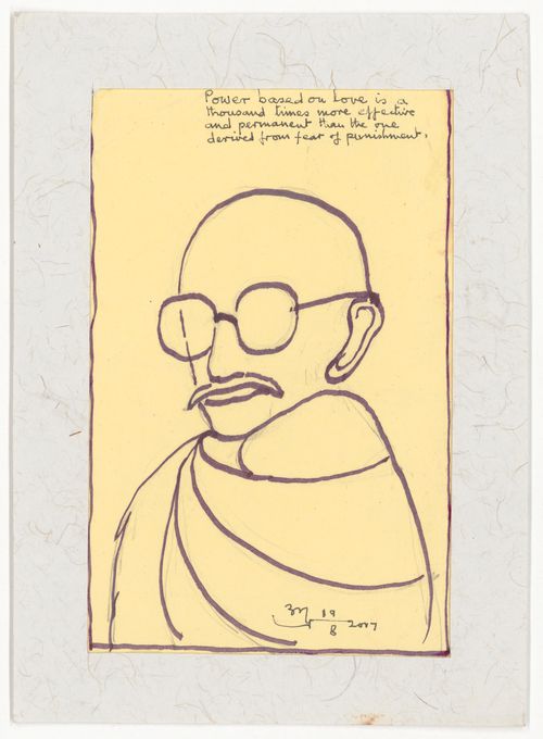 Greeting card with Mahatma Gandhi drawn by Aditya Prakash
