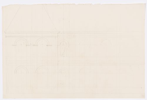 Project for a Hôtel de ville, Poitiers: Partial side elevation