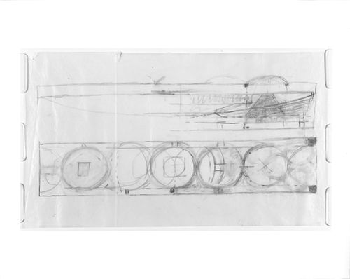 Partial section and roof plan for the Palazzo dei Congressi, Venice, Italy