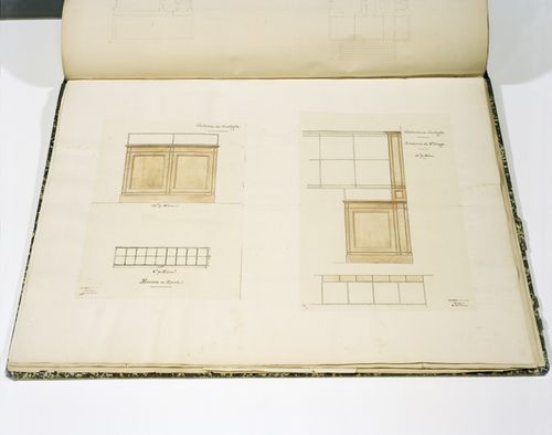 Questioning Pictures: Photograph of design development drawings for a «Galerie de zoologie» by Charles Rohault de Fleury, mid 19th century