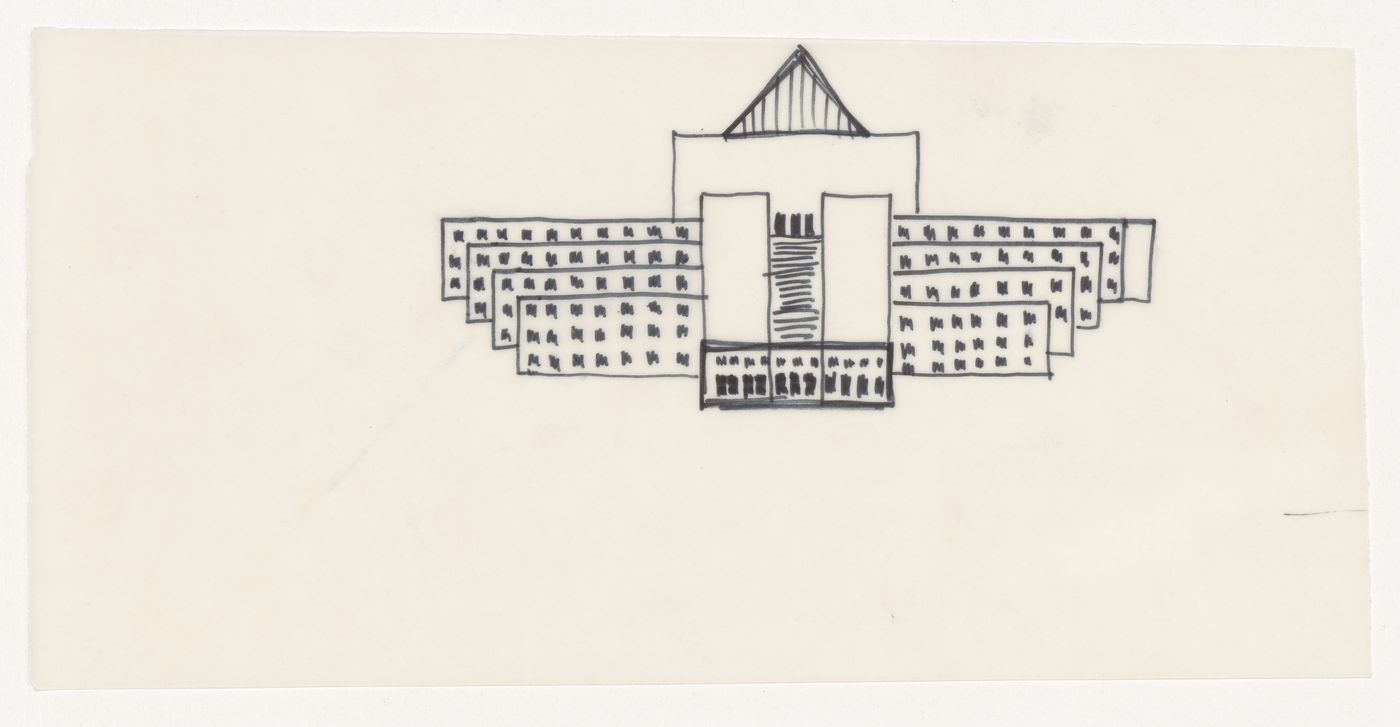 Sketch elevation for Casa dello studente, Trieste, Italy