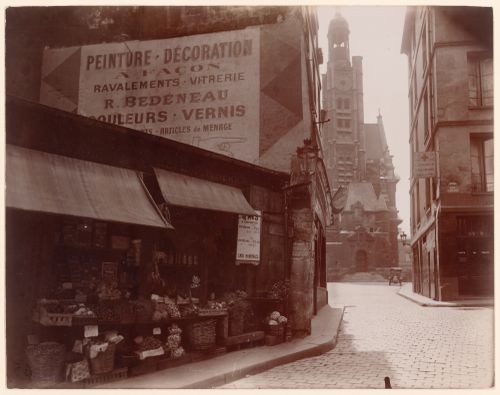 Street scene with Église de Saint-Étienne-du-Mont in background, Paris, France