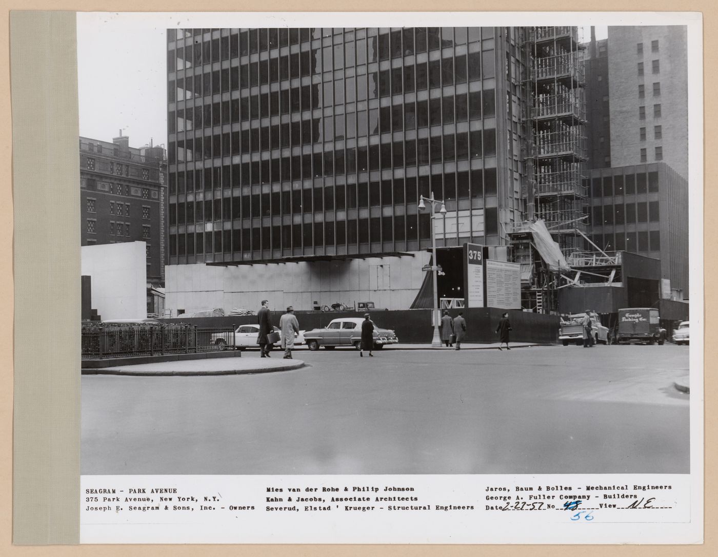 Seagram building under construction, 375 Park avenue, New York, N.Y., north-east view
