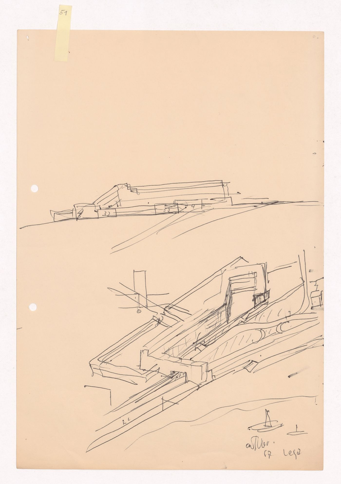 Sketch perspective and axonometic view for Plano Urbanístico para a Marginal de Leça e Zona da Boa Nova, Leça da Palmeira, Matosinhos, Portugal