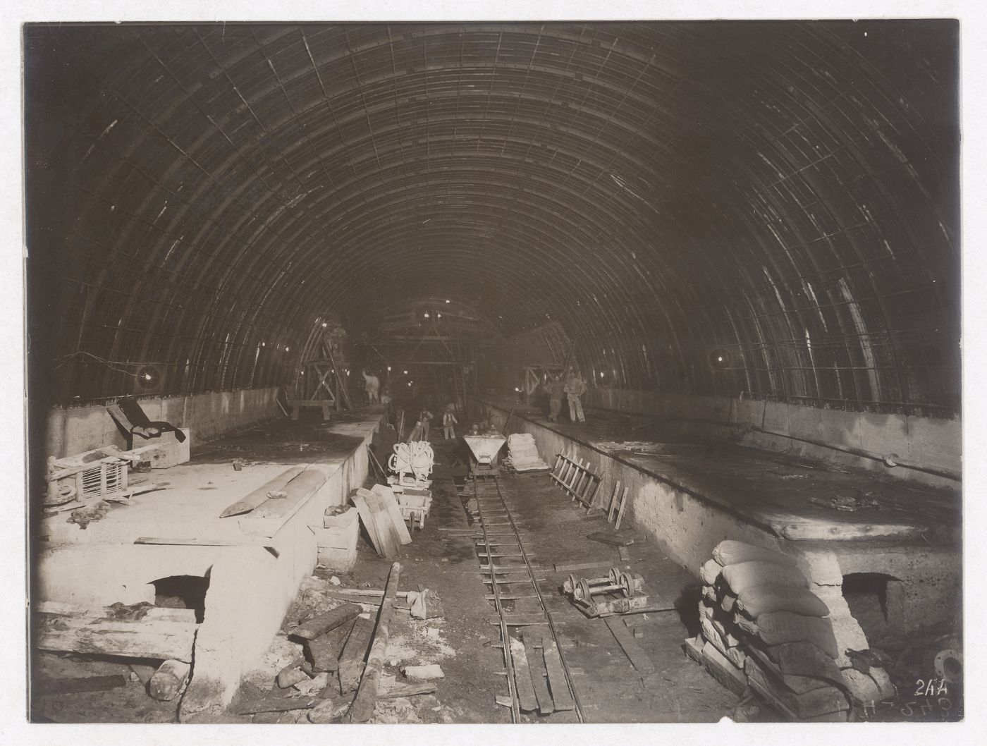 Construction of the Paris Metro, interior view of tunnel, Paris, France