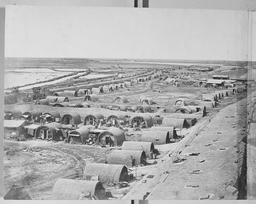 View showing part of the Great South Taku Fort and the Pei (now Hai) River delta, with the upper South Taku Fort and the Upper North Taku Fort in the background, Taku (now Dagu), near Tientsin (now Tianjin), China