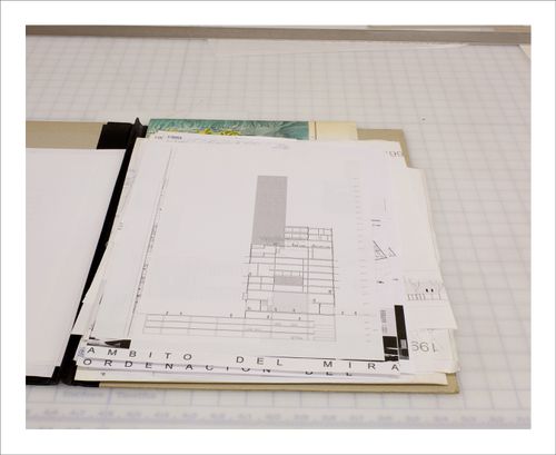 Proofs of Relevance: View of an elevation drawing in a portfolio showing  a section of El Mirador: mixed-use tower in the Bay of Algerciras, Abalos & Herreros (1999), Cadiz, Spain