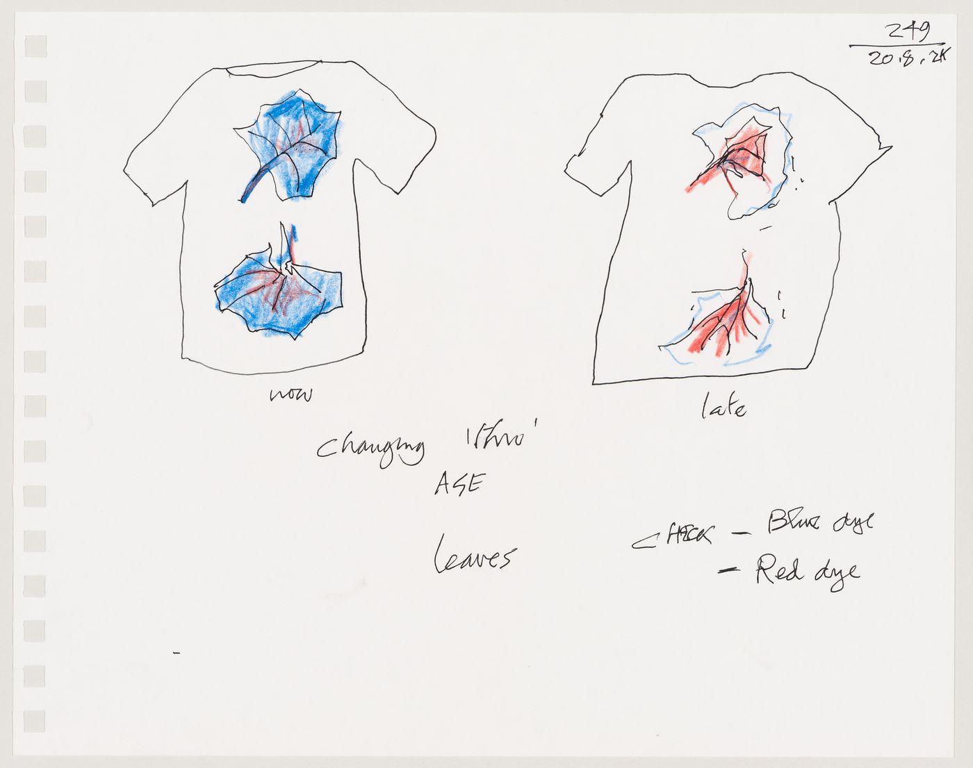 T-shirt design sketches ("Changing 'thro' age")