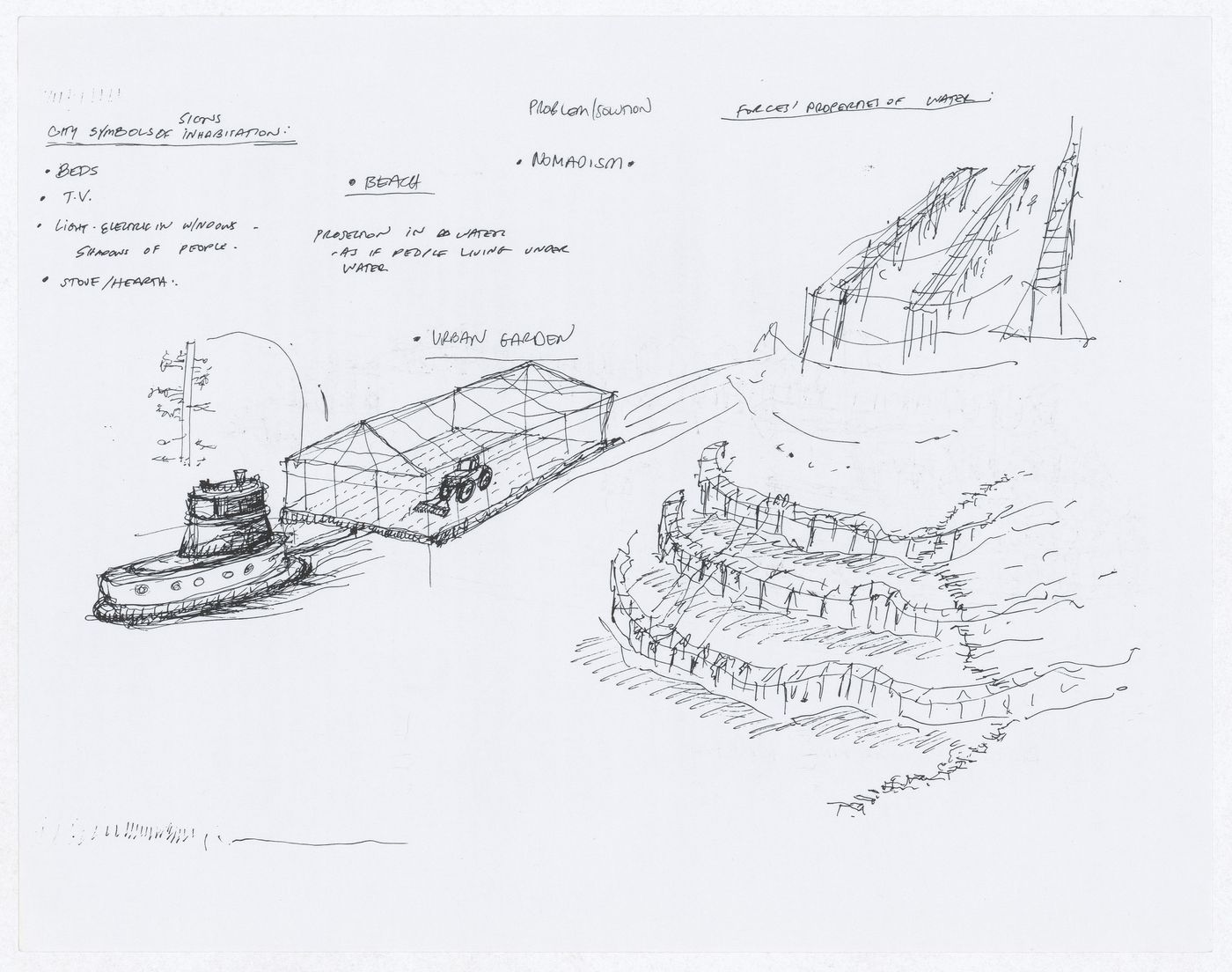 Sketch for an urban garden for the exhibition on James Wines at the Venice Biennale