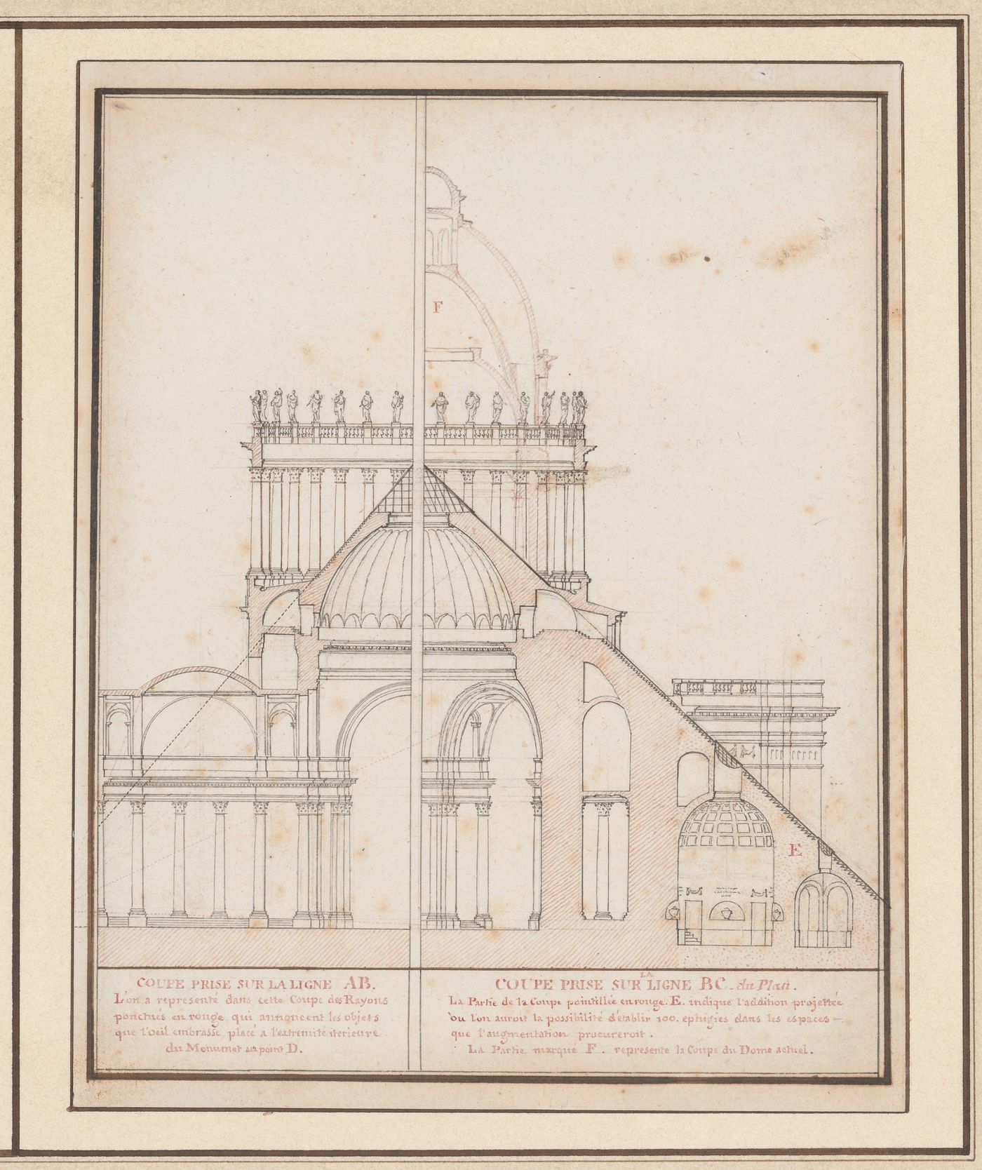 Projet pour la transformation du Panthéon en pyramide : Coupe / Project for the transformation of the Panthéon into a pyramid : Section