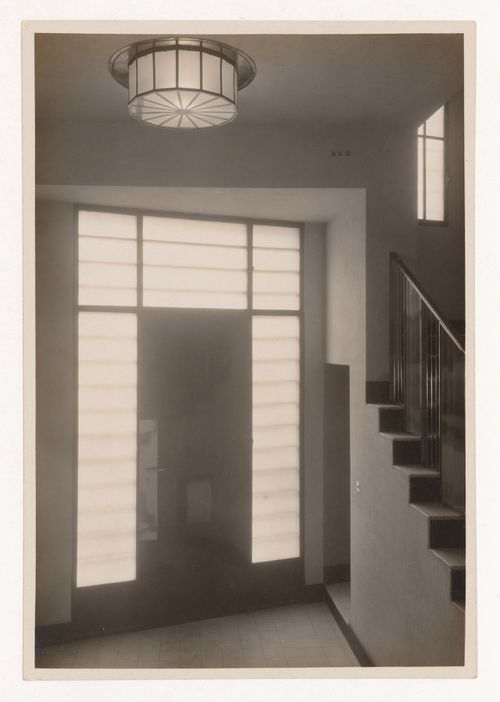 Interior view of front door of the Mallet-Stevens hôtel particulier, Mallet-Stevens road in the 16th arrondissement, Paris, France