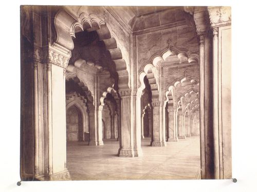 Interior view of the Moti Masjid [Pearl Mosque] showing aisles, Agra Fort, Agra, India