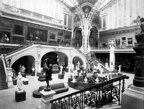 Exposition universelle de 1889 (Paris, France): View of interior entrance way of Palace of Fine Arts