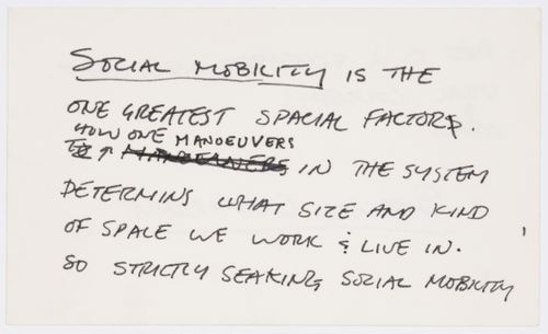 Social mobility; verso: is a clearly architectural concept