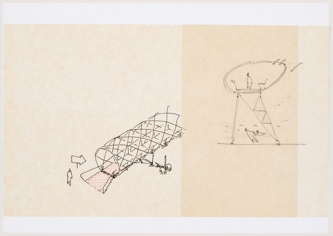 Perspective sketch of City Sleeve and section of Hudson Sleeve (document from the IFPRI project records)