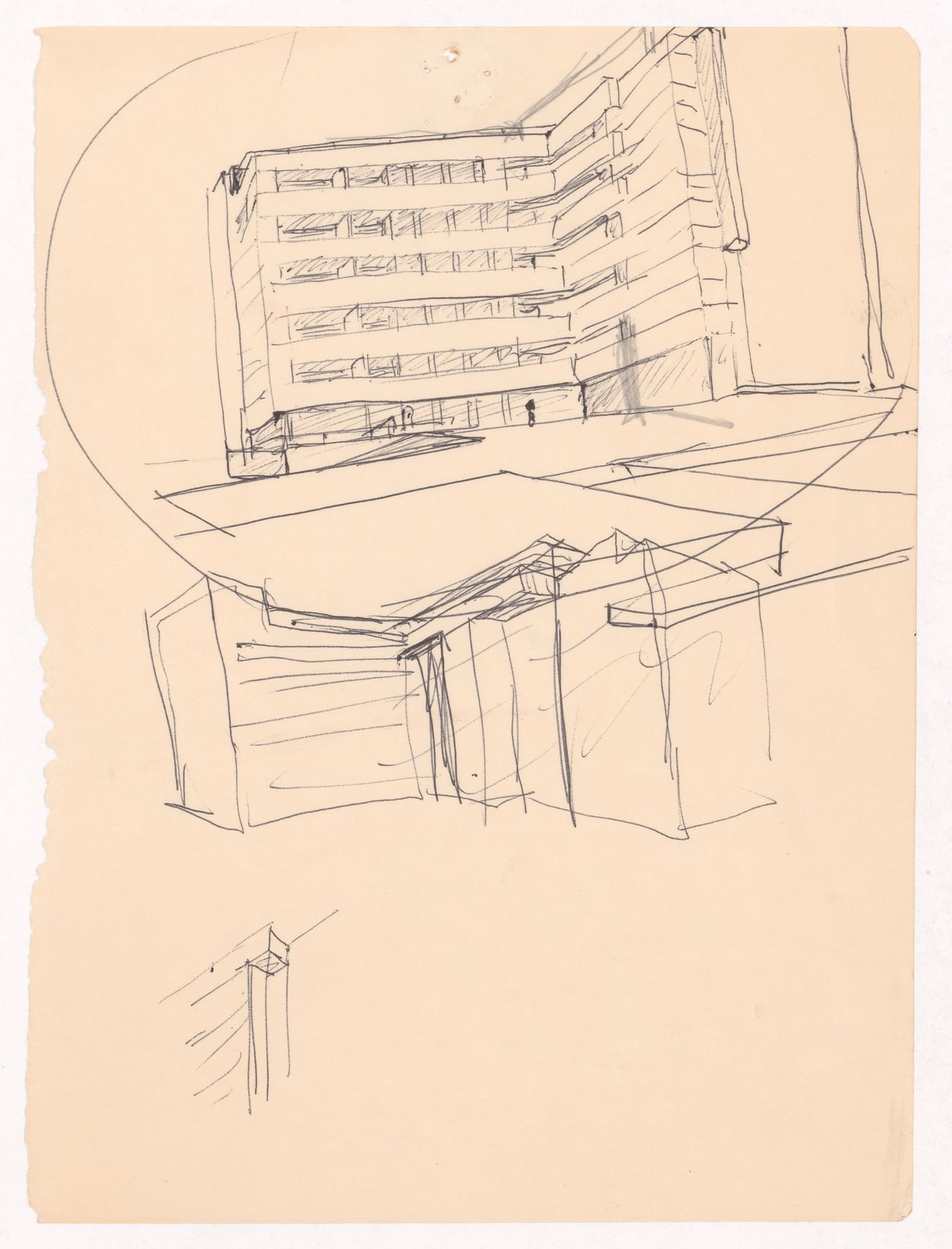 Sketch perspectives for Habitações Colectivas da Sacor, Matosinhos, Portugal